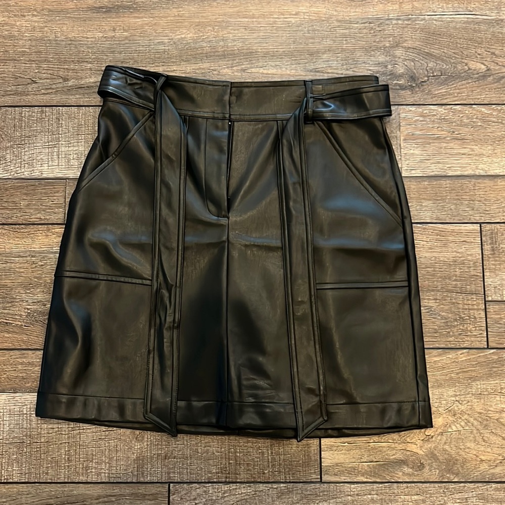 Women’s black leather skirt